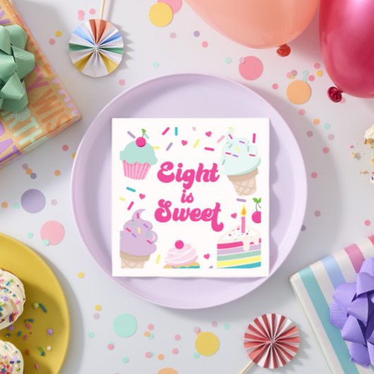Ice Cream and Cake Eight is Sweet 8th Verjaardag Servet