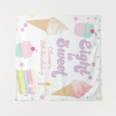 Ice Cream and Cake Eight is Sweet 8th Verjaardag Wandkleed (Voorkant (horizontaal))