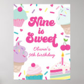 Ice Cream and Cake Nine is Sweet 9th Birthday Poster (Voorkant)