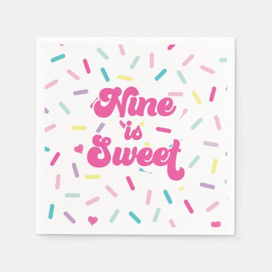 Ice Cream and Cake Nine is Sweet 9th Birthday Servet (Voorkant)