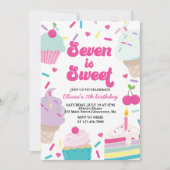 Ice Cream and Cake Seven is Sweet 7th Verjaardag Kaart (Voorkant)