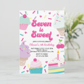 Ice Cream and Cake Seven is Sweet 7th Verjaardag Kaart (Staand voorkant)