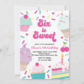 Ice Cream and Cake Six is Sweet 6th Verjaardag Kaart (Voorkant)