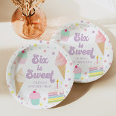 Ice Cream and Cake Six is Sweet 6th Verjaardag Papieren Bordje