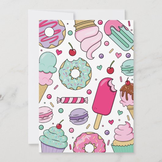 Ice Cream and Cake Sweet Een 1e Verjaardag Kaart (Achterkant)