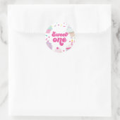 Ice Cream and Cake Sweet Een 1e Verjaardag Ronde Sticker (Tas)
