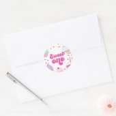 Ice Cream and Cake Sweet Een 1e Verjaardag Ronde Sticker (Envelop)