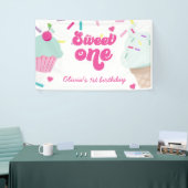 Ice Cream and Cake Sweet Een 1e Verjaardag Spandoek (Beurs)