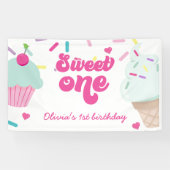 Ice Cream and Cake Sweet Een 1e Verjaardag Spandoek (Horizontaal)
