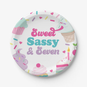 Ice Cream and Cake Sweet Sassy Zeven 7e Verjaardag Papieren Bordje