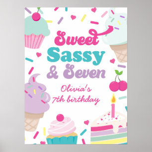 Ice Cream and Cake Sweet Sassy Zeven 7e Verjaardag Poster