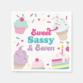 Ice Cream and Cake Sweet Sassy Zeven 7e Verjaardag Servet (Voorkant)