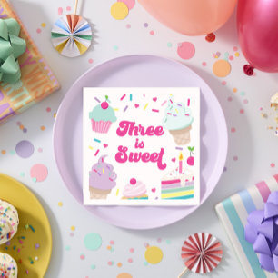 Ice Cream and Cake Three is Sweet 3rd Birthday Servet