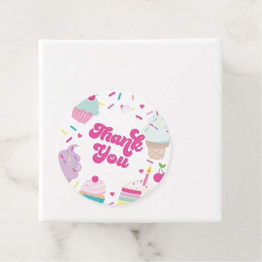 Ice Cream and Cake Verjaardag Dank u Bedankjes Labels (In situ)
