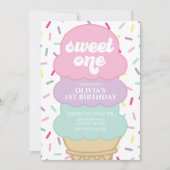 Ice Cream and Sprinkles Sweet One 1e verjaardag In Kaart (Voorkant)
