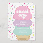 Ice Cream and Sprinkles Sweet One 1e verjaardag In Kaart (Voorkant / Achterkant)