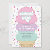 Ice Cream and Sprinkles Sweet One 1st Birthday Kaart (Voorkant)