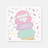 Ice Cream and Sprinkles Sweet One 1st Birthday Pap Servet (Voorkant)