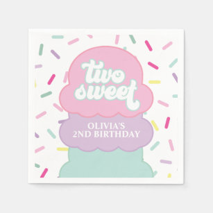Ice Cream and Sprinkles Two Sweet 2e verjaardag Na Servet