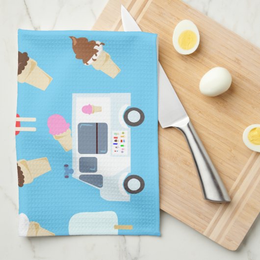 Ice Cream and Truck Pattern Theedoek (Quarter Fold)