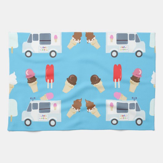 Ice Cream and Truck Pattern Theedoek (Horizontaal)