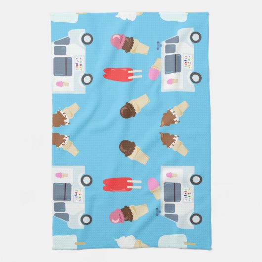 Ice Cream and Truck Pattern Theedoek (Verticaal)