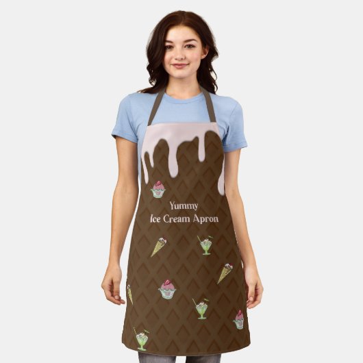 Ice Cream Apron in een Chocoladekleur Schort (Gedragen)