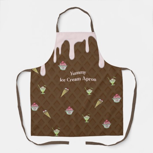Ice Cream Apron in een Chocoladekleur Schort (Voorkant)