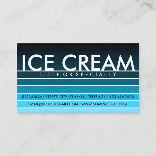 ICE CREAM aqua-staal Visitekaartje (Voorkant)
