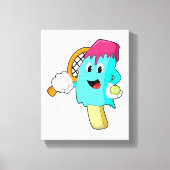 Ice cream at Tennis with Tennis racket Canvas Afdruk (Voorkant)
