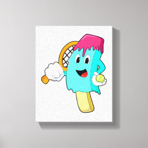 Ice cream at Tennis with Tennis racket Canvas Afdruk