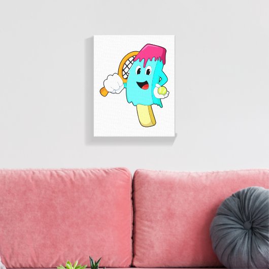 Ice cream at Tennis with Tennis racket Canvas Afdruk (Insitu (Woonkamer))