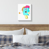 Ice cream at Tennis with Tennis racket Canvas Afdruk (Insitu (Slaapkamer))