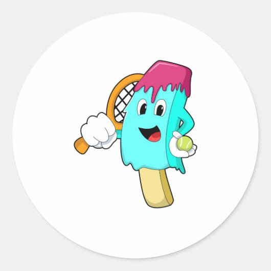 Ice cream at Tennis with Tennis racket Ronde Sticker (Voorkant)