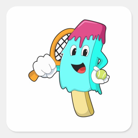 Ice cream at Tennis with Tennis racket Vierkante Sticker (Voorkant)