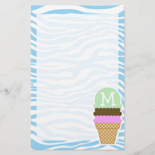 Ice Cream Baby Blauw Zebra Dierenprint Briefpapier