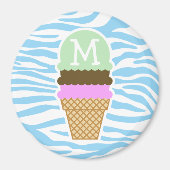 Ice Cream Baby Blauw Zebra Dierenprint Magneet (Voorkant)