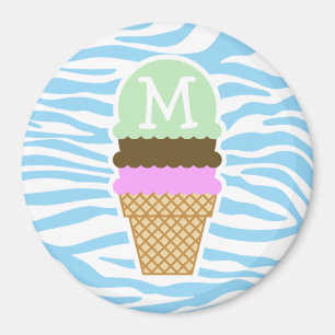 Ice Cream Baby Blauw Zebra Dierenprint Magneet