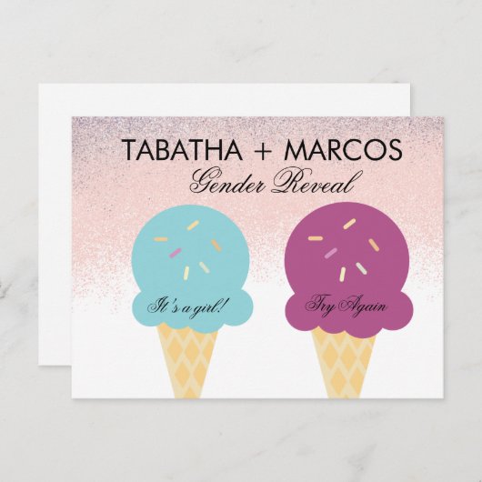 Ice Cream Baby Gender onthullen de kaarten van de  (Voorkant / Achterkant)