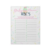 Ice Cream Baby shower ABC Baby Naam Game Pack Notitieblok (Linkerzijde)