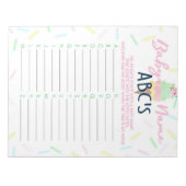 Ice Cream Baby shower ABC Baby Naam Game Pack Notitieblok (Voorkant)