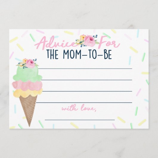Ice Cream Baby shower Advice for Mam Kaarten (Voorkant)