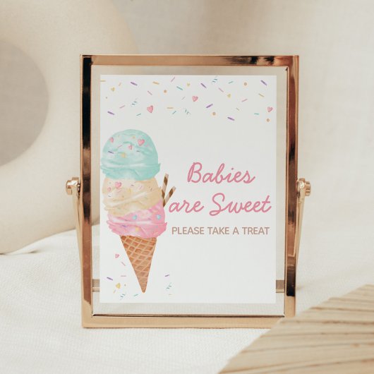 Ice Cream Baby shower Baby's zijn zoet Poster