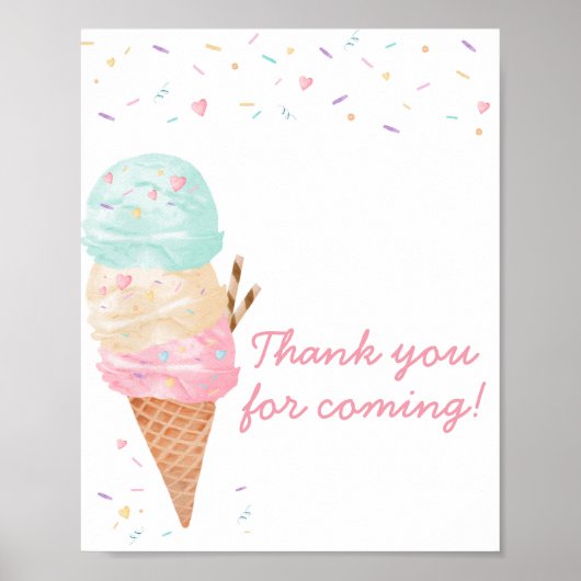 Ice Cream Baby shower Bedankt voor je komst Poster (Voorkant)