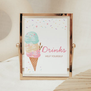 Ice Cream Baby shower Drinken Poster