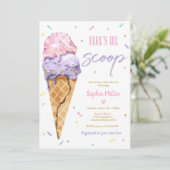 Ice Cream Baby shower Hier is het Scoop Baby showe Kaart (Staand voorkant)