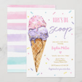 Ice Cream Baby shower Hier is het Scoop Baby showe Kaart (Voorkant / Achterkant)