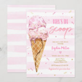Ice Cream Baby shower Hier is het Scoop Baby showe Kaart (Voorkant / Achterkant)