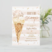 Ice Cream Baby shower Hier is het Scoop Baby showe Kaart (Staand voorkant)