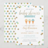 Ice Cream Baby shower Invitation - Het is een jong Kaart (Voorkant / Achterkant)